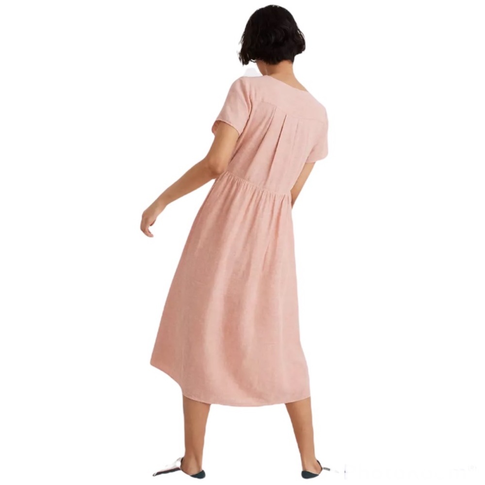 NWT Madewell Linen-Blend Clara Midi Dress size M - Picture 4 of 13